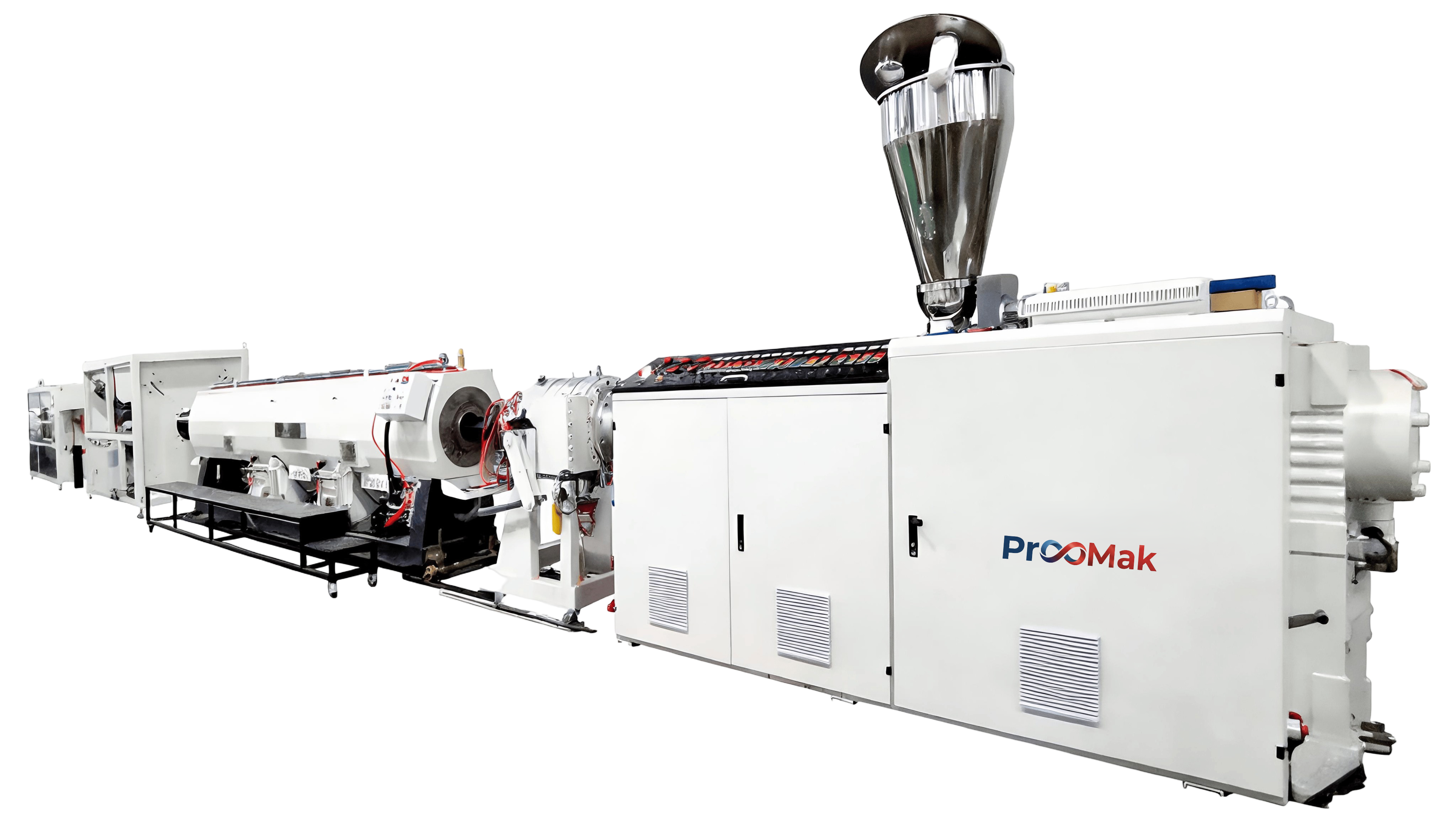 Plastic pipe extrusion production line with HDPE pipes